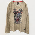 FRIEDA & FREDDIES　NEW　YORK　長袖プリントTシャツ　キャラクター　ベージュ　XSサイズ　古着