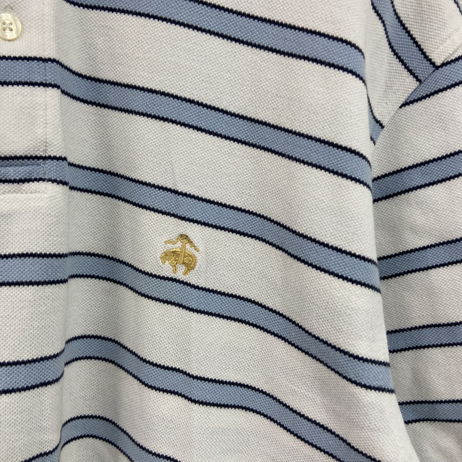 Brooks Brothers 346　半袖ポロシャツ　ボーダー　白　ホワイト　Lサイズ　古着