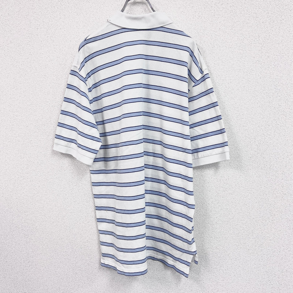 Brooks Brothers 346　半袖ポロシャツ　ボーダー　白　ホワイト　Lサイズ　古着