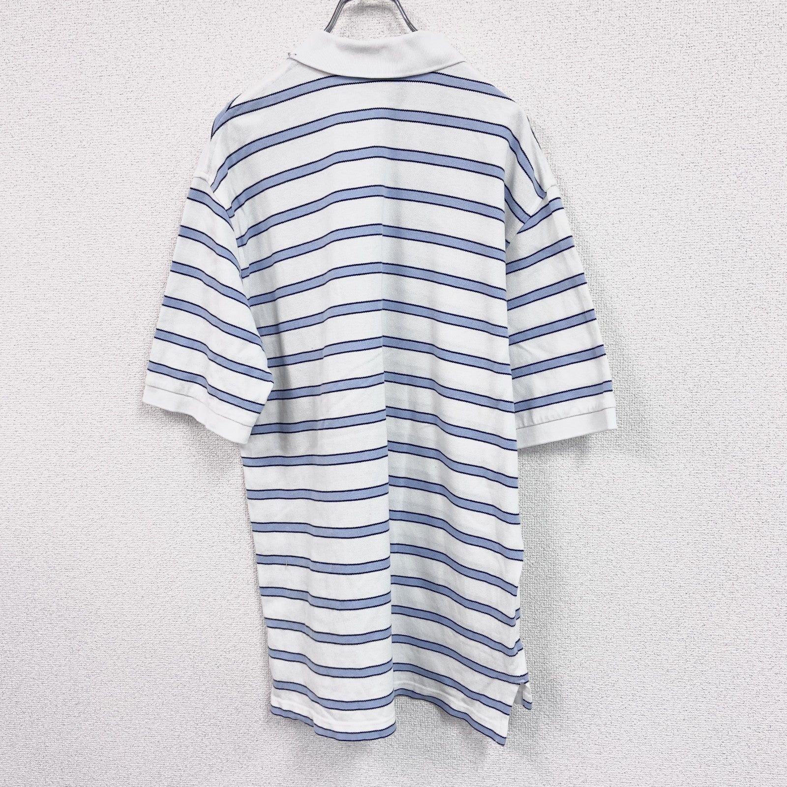 Brooks Brothers 346　半袖ポロシャツ　ボーダー　白　ホワイト　Lサイズ　古着