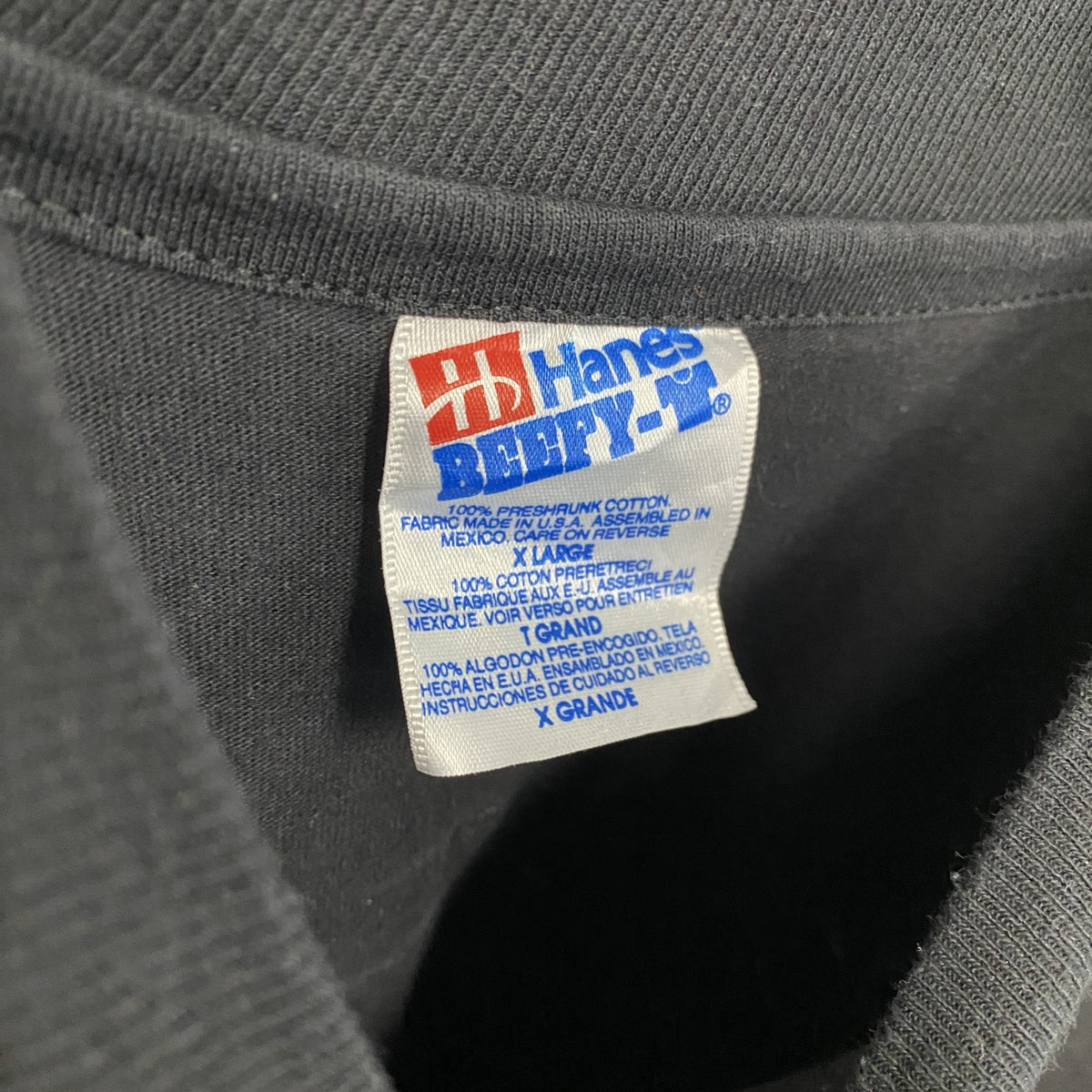 Hanes　ヘインズ　半袖プリントTシャツ　シングルステッチ　黒　ブラック　XLサイズ カットソー メンズ コットン 古着