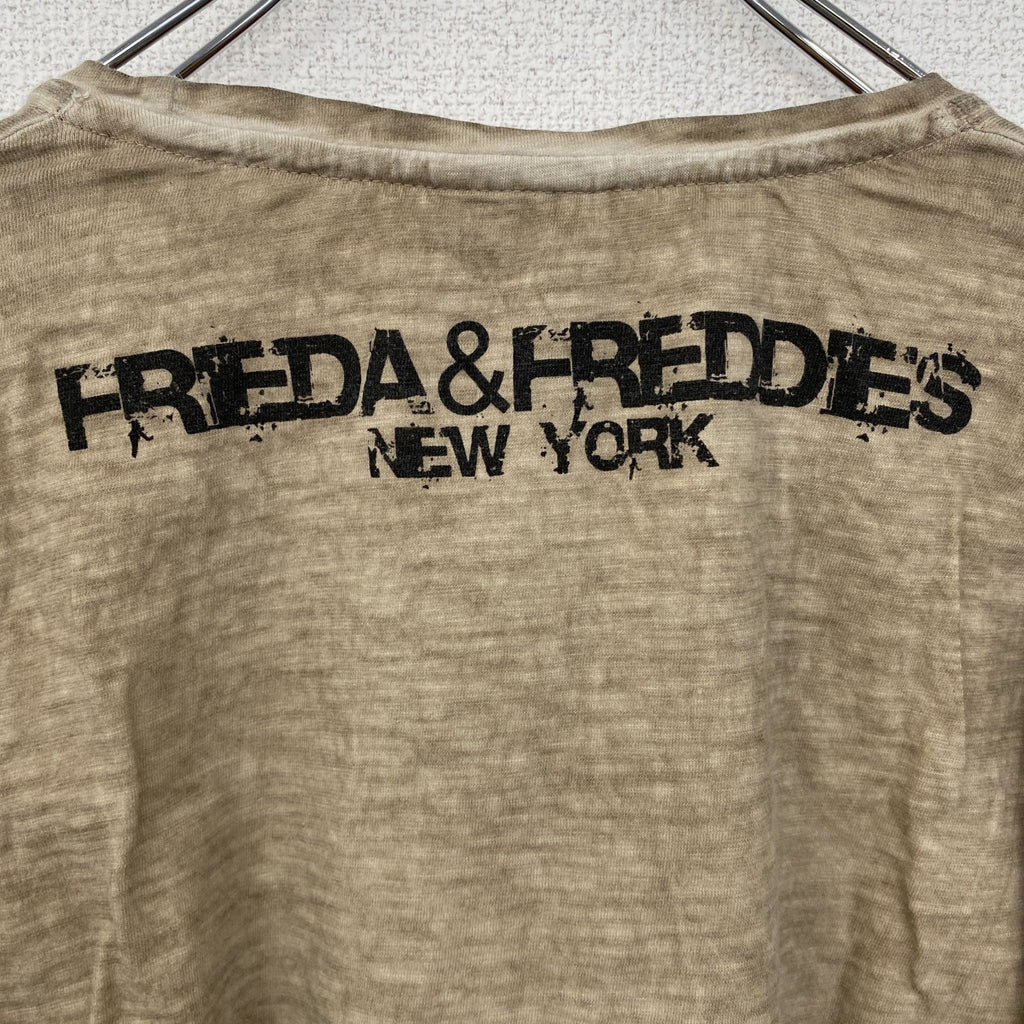 FRIEDA & FREDDIES　NEW　YORK　長袖プリントTシャツ　キャラクター　ベージュ　XSサイズ　古着