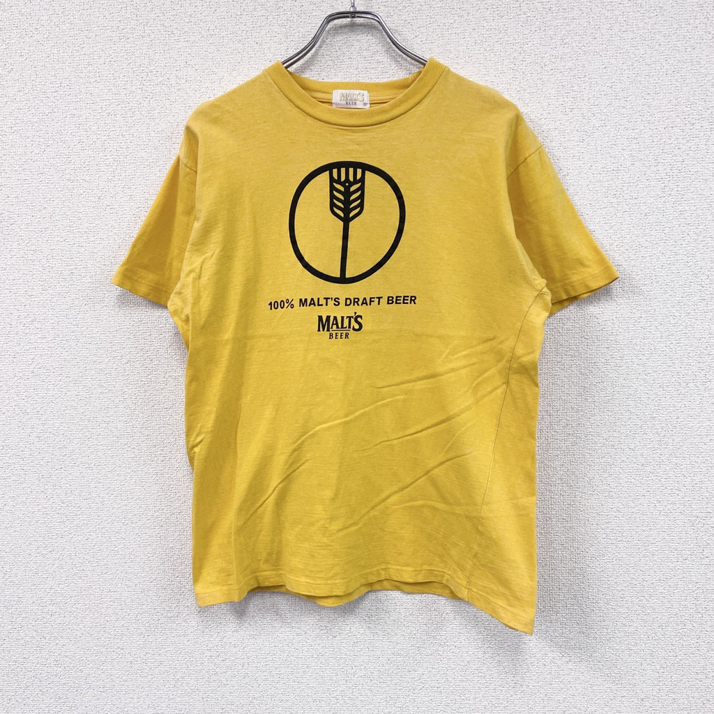 MALT'S BEER　モルツ　半袖プリントTシャツ　黄色　イエロー　Mサイズ　古着