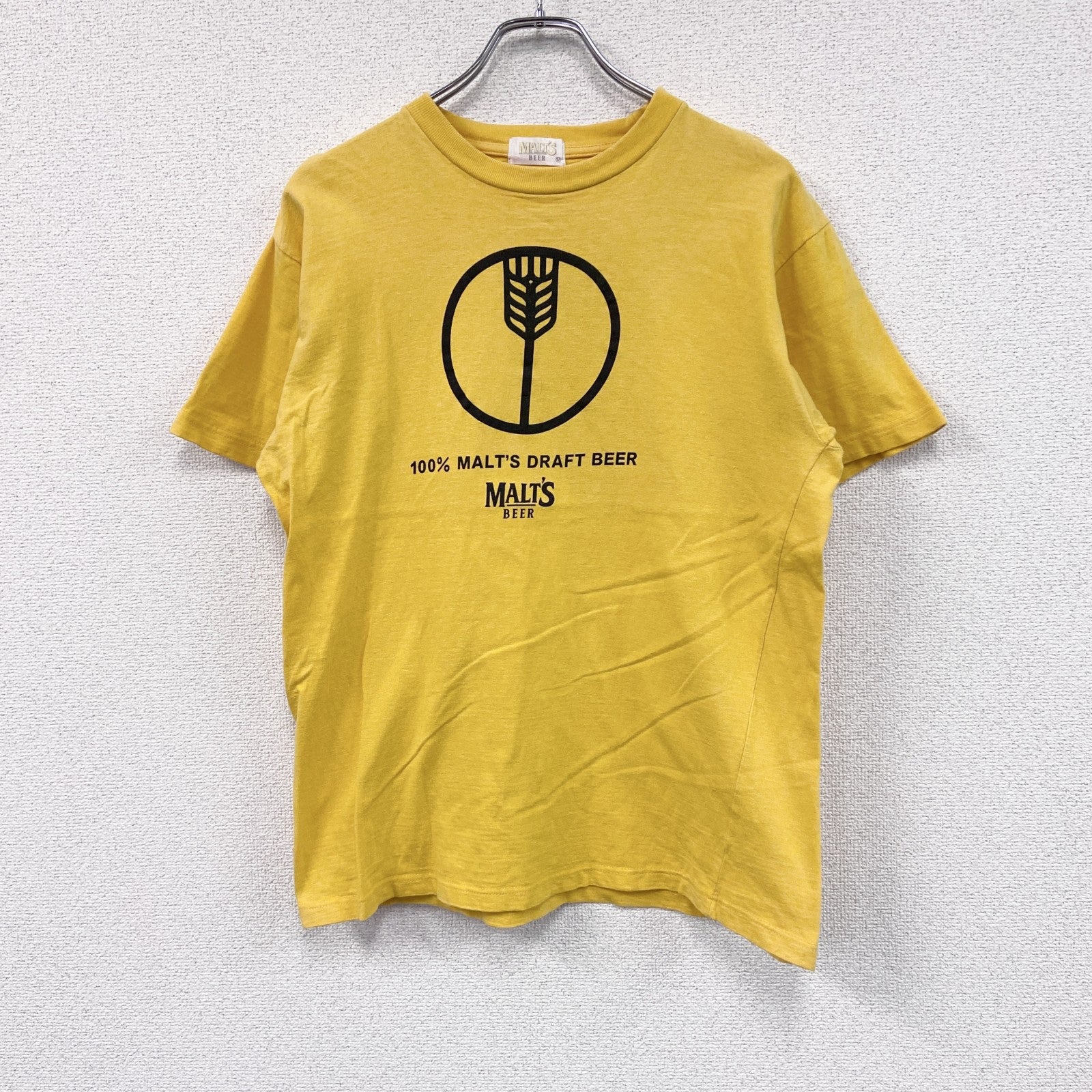 MALT'S BEER　モルツ　半袖プリントTシャツ　黄色　イエロー　Mサイズ　古着