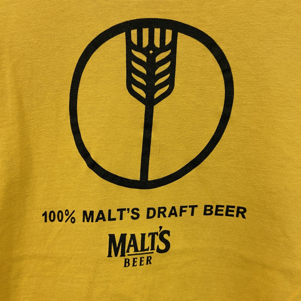 MALT'S BEER　モルツ　半袖プリントTシャツ　黄色　イエロー　Mサイズ　古着