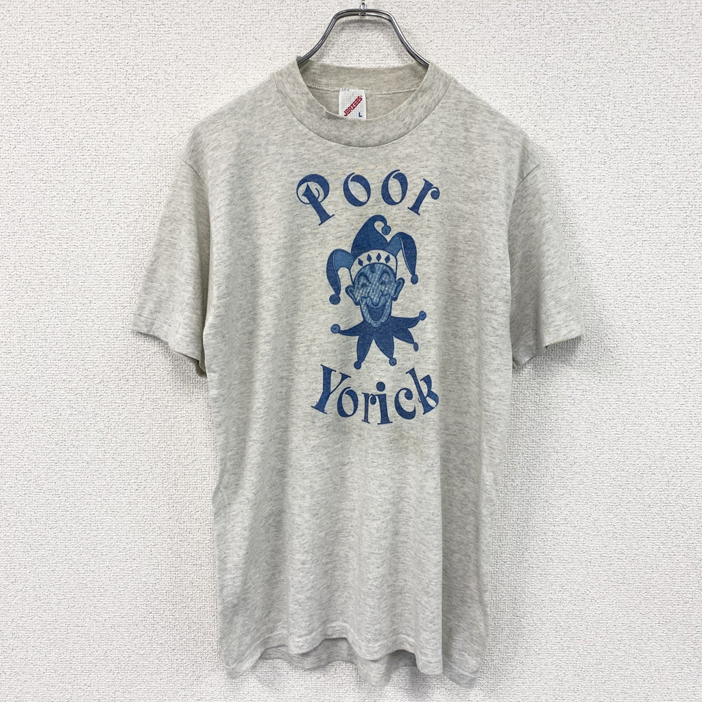 JERZEES　ジャージーズ　半袖プリントTシャツ　シングルステッチ　霜降りグレー　Lサイズ　古着