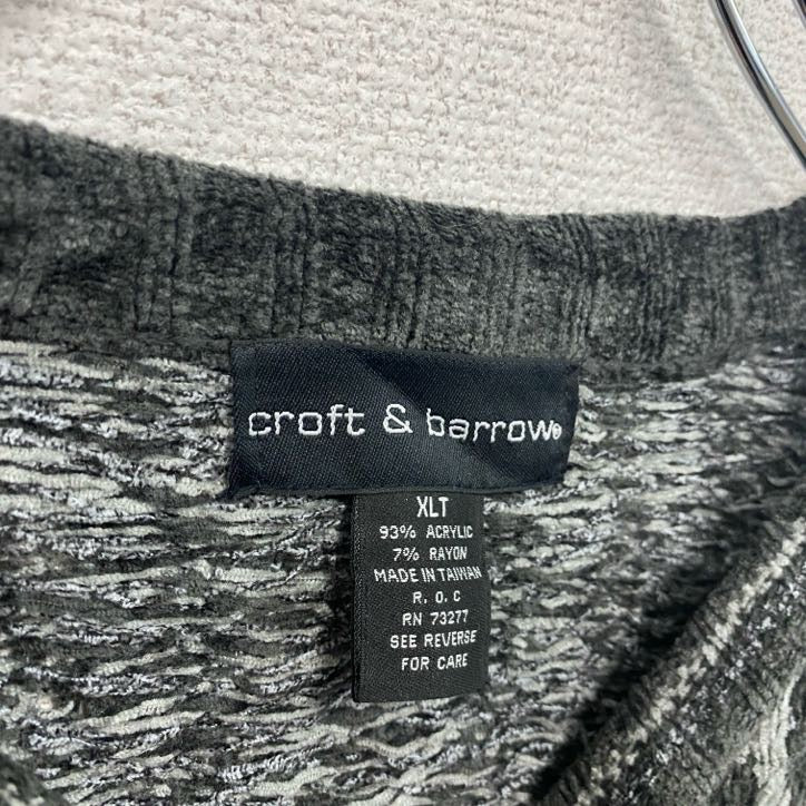 ～00s　croft＆barrow　ニットセーター　ヴィンテージ　総柄　灰色　グレー　XLサイズ　古着