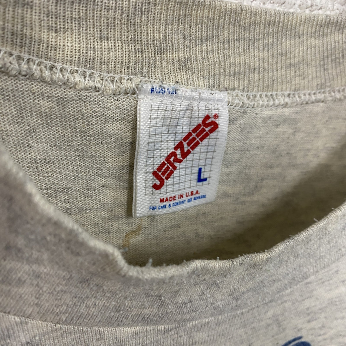 JERZEES　ジャージーズ　半袖プリントTシャツ　シングルステッチ　霜降りグレー　Lサイズ　古着