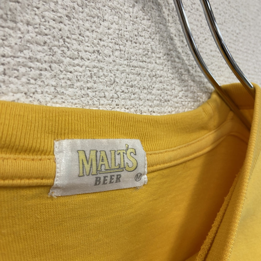 MALT'S BEER　モルツ　半袖プリントTシャツ　黄色　イエロー　Mサイズ　古着
