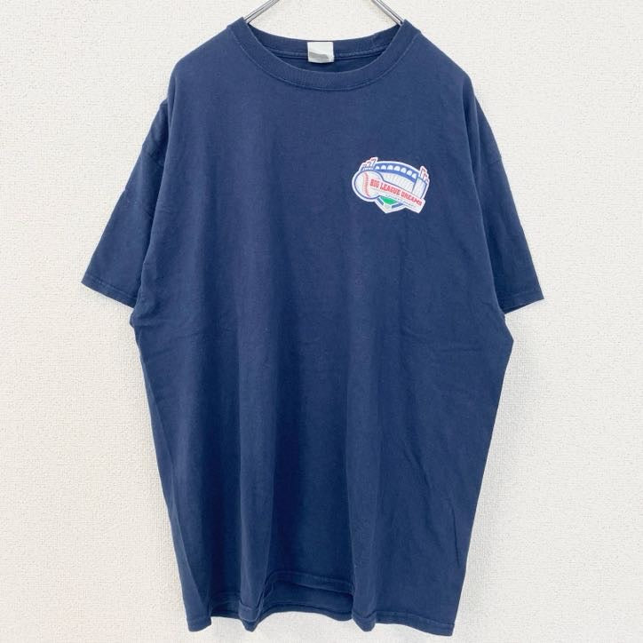 Port&Company　ポートアンドカンパニー　半袖プリントTシャツ　野球　リーグ　ネイビー　紺　XLサイズ　古着