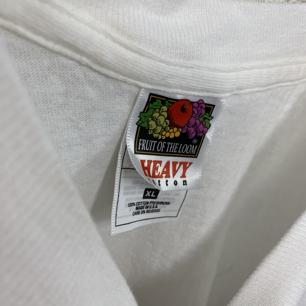 FRUIT OF THE LOOM　フルーツオブザルーム　半袖プリントTシャツ　シングルステッチ　白　ホワイト　XLサイズ カットソー メンズ コットン 古着