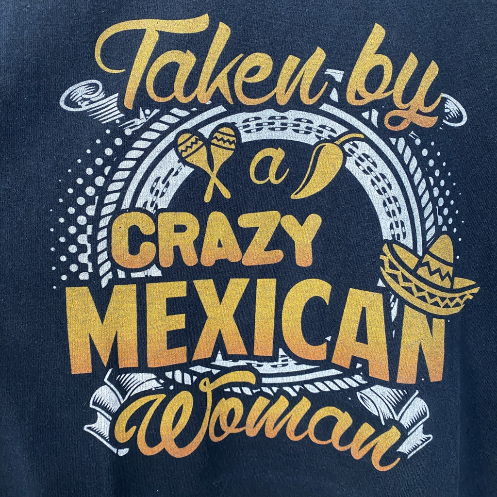 GILDAN　ギルダン　半袖プリントTシャツ　CRAZY　MEXICAN　レトロ　黒　ブラック　Mサイズ　古着