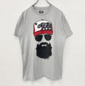 Beard gang　半袖プリントTシャツ　カジュアルデザイン　熊　クルーネック　レトロ　グレー　灰色　Mサイズ　古着