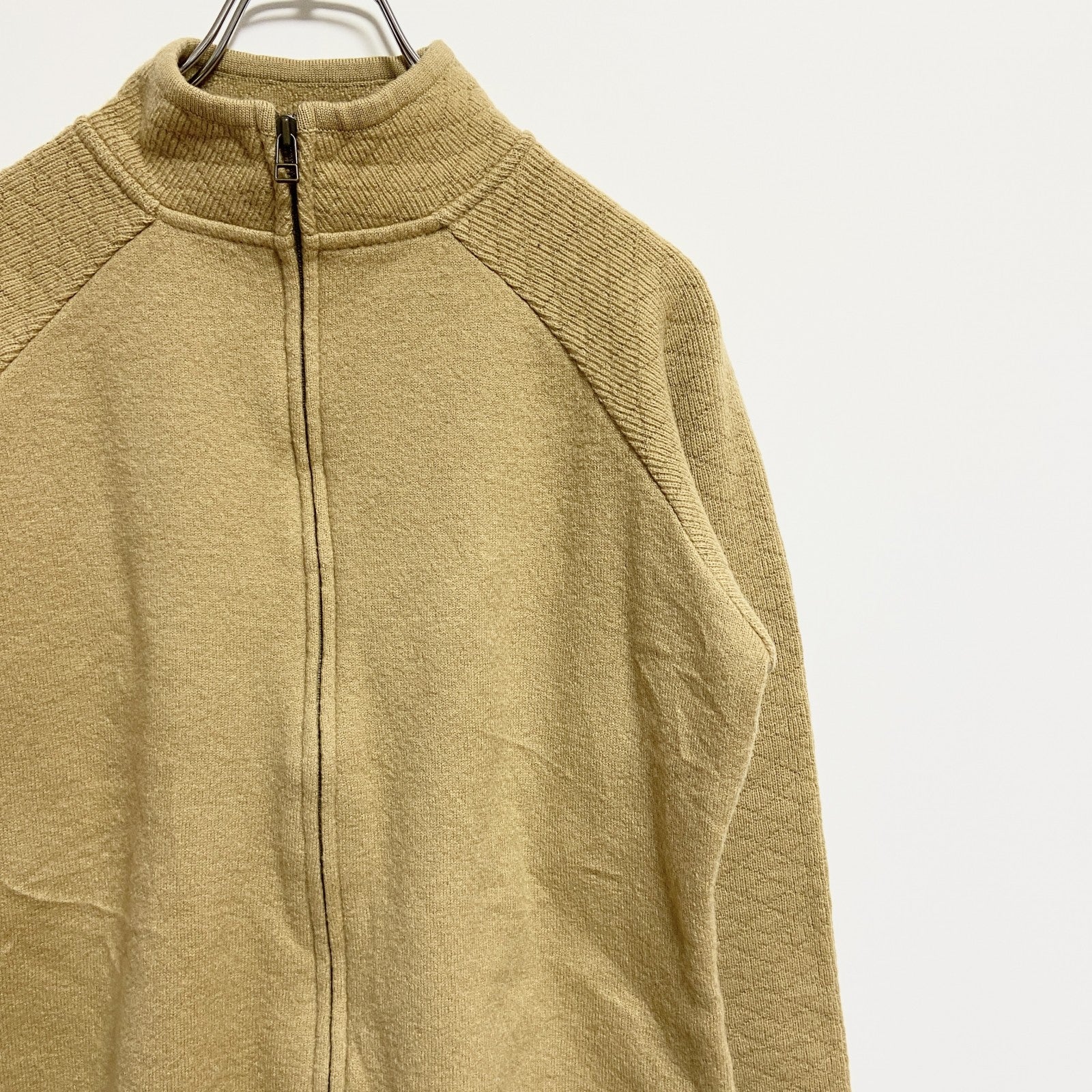 WOOLRICH　ウールリッチ　長袖フルジップ無地ニット　セーター　ノームコア　黄色　イエロー　秋冬服　Mサイズ　古着