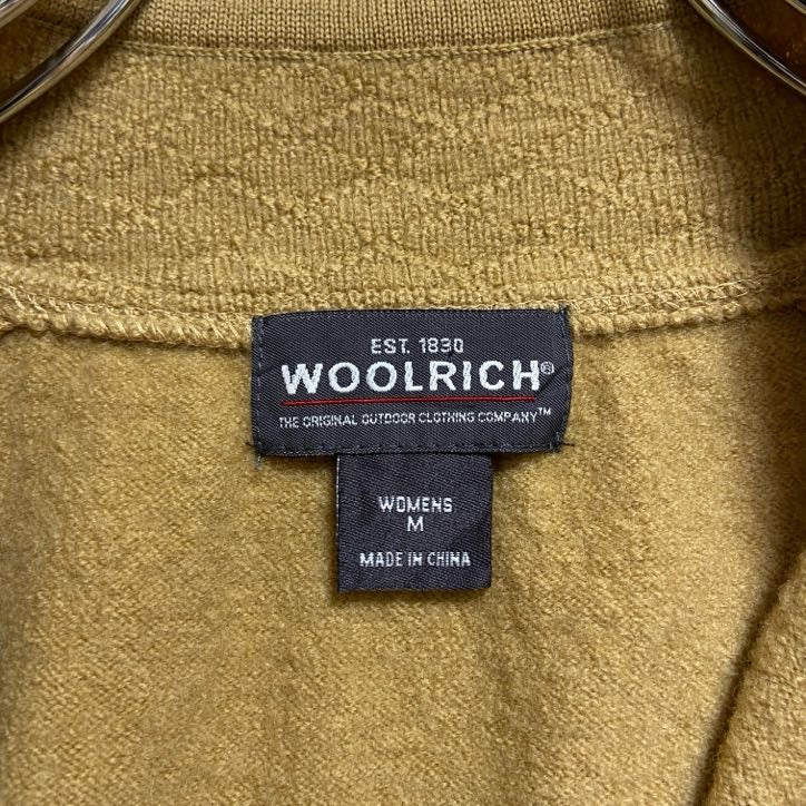 WOOLRICH　ウールリッチ　長袖フルジップ無地ニット　セーター　ノームコア　黄色　イエロー　秋冬服　Mサイズ　古着