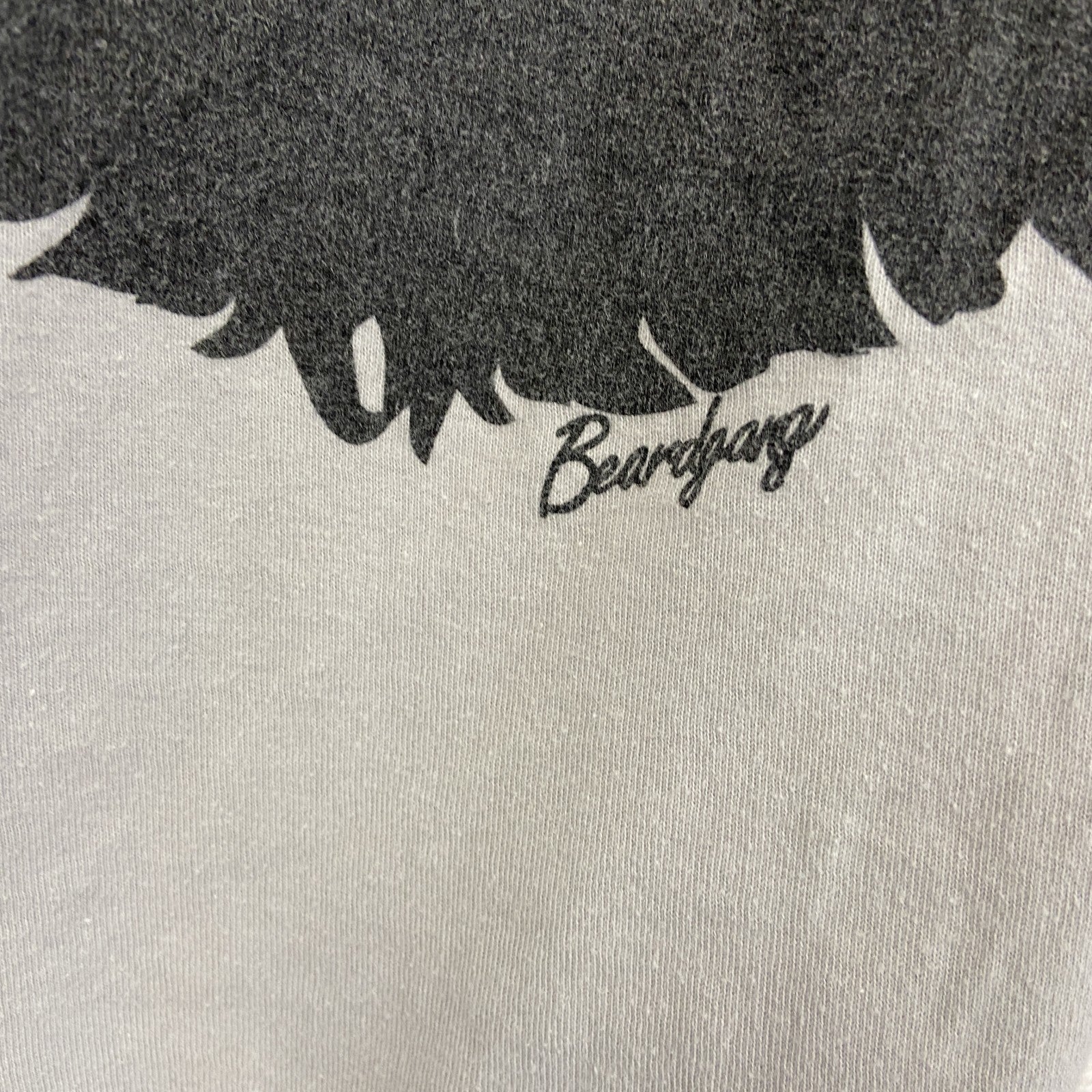 Beard gang　半袖プリントTシャツ　カジュアルデザイン　熊　クルーネック　レトロ　グレー　灰色　Mサイズ　古着