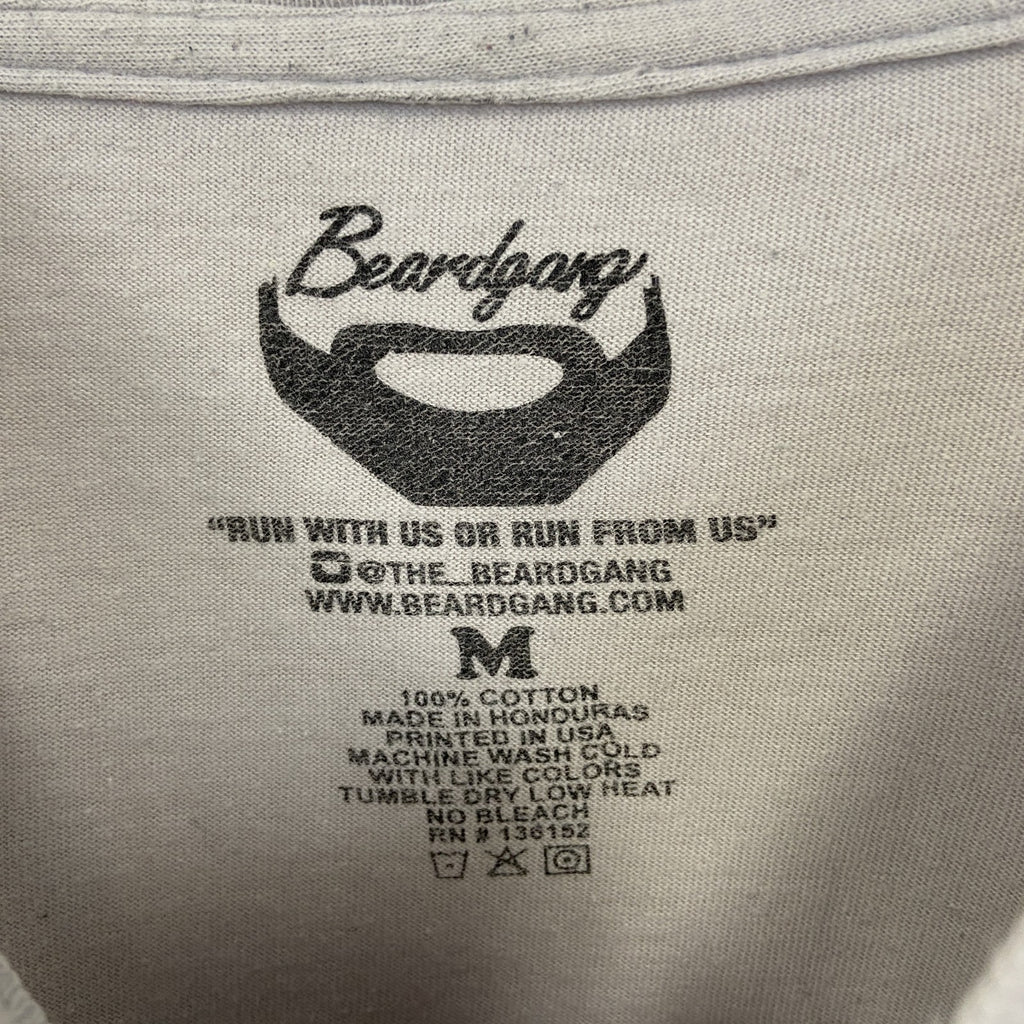 Beard gang　半袖プリントTシャツ　カジュアルデザイン　熊　クルーネック　レトロ　グレー　灰色　Mサイズ　古着