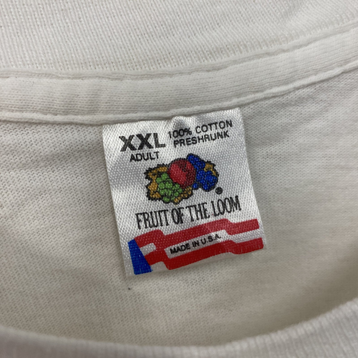 FRUIT OF THE LOOM　フルーツオブザルーム　半袖プリントTシャツ　シングルステッチ　白　ホワイト　2XLサイズ カットソー メンズ コットン 古着
