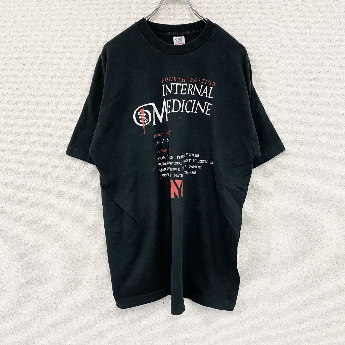 FRUIT OF THE LOOM　フルーツオブザルーム　半袖プリントTシャツ　シングルステッチ　黒　ブラック　XLサイズ カットソー メンズ コットン 古着