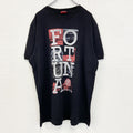 F95　半袖プリントTシャツ　ビッグT　FORTUNA　カジュアルデザイン　クルーネック　黒　ブラック　XXLサイズ　古着