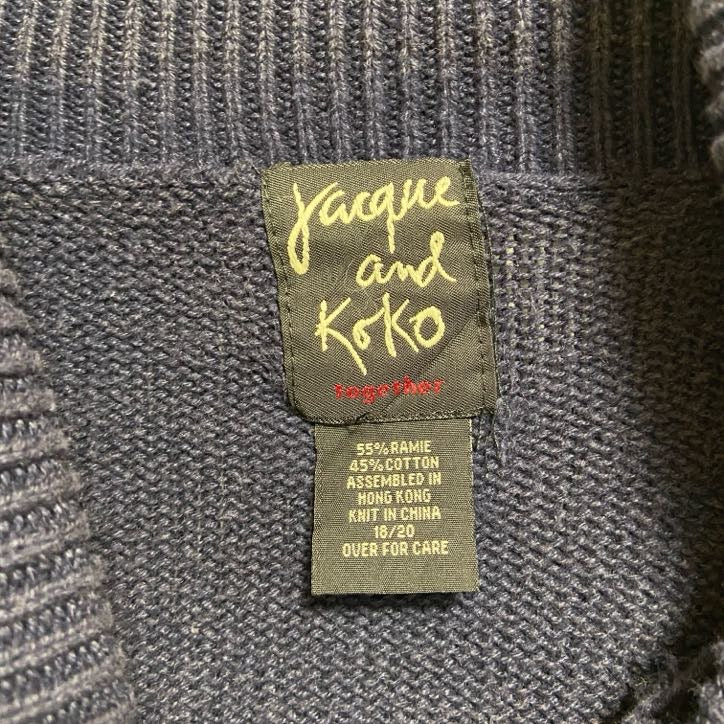 古着 used　～90s　長袖タートルネックニット　セーター　星条旗　アメリカ　国旗　ネイビー　紺色　オーバーサイズ