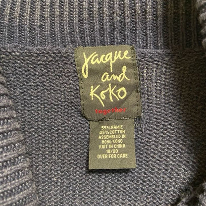 古着 used　～90s　長袖タートルネックニット　セーター　星条旗　アメリカ　国旗　ネイビー　紺色　オーバーサイズ