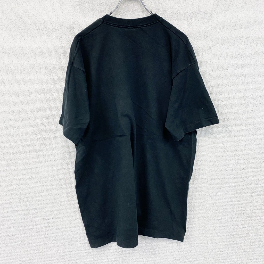 FRUIT OF THE LOOM　フルーツオブザルーム　半袖プリントTシャツ　シングルステッチ　黒　ブラック　XLサイズ カットソー メンズ コットン 古着