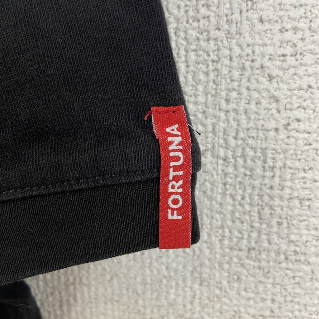 F95　半袖プリントTシャツ　ビッグT　FORTUNA　カジュアルデザイン　クルーネック　黒　ブラック　XXLサイズ　古着