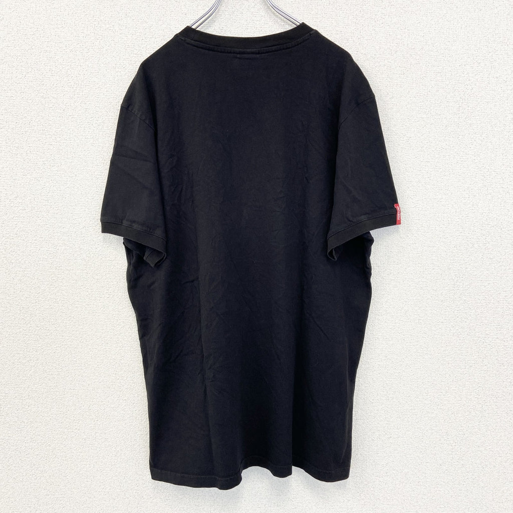 F95　半袖プリントTシャツ　ビッグT　FORTUNA　カジュアルデザイン　クルーネック　黒　ブラック　XXLサイズ　古着