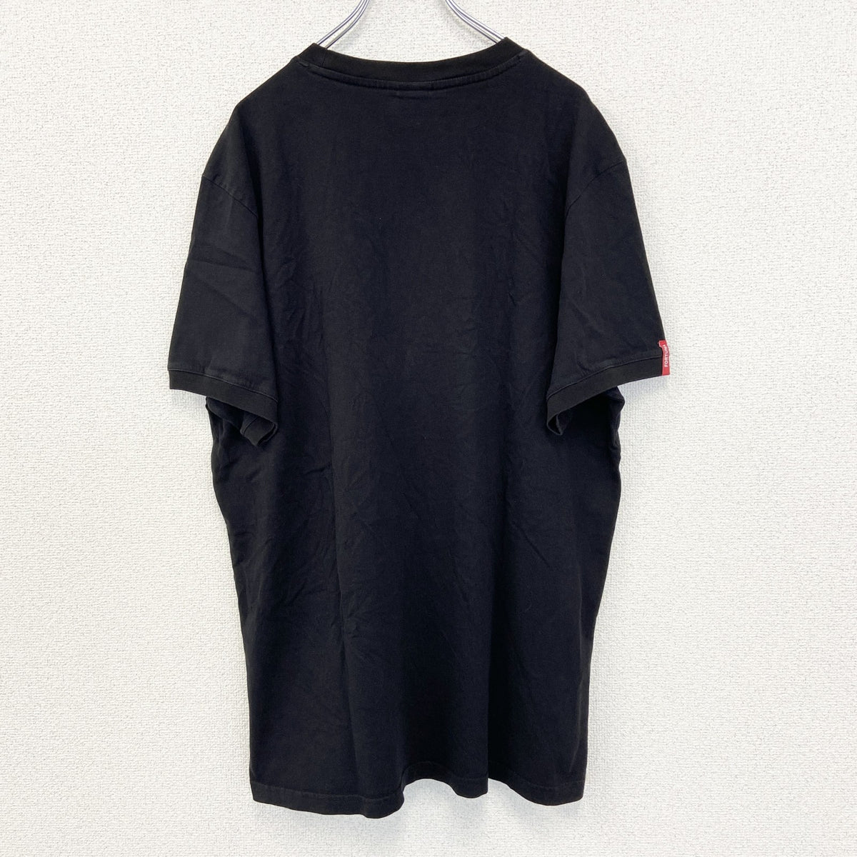 F95　半袖プリントTシャツ　ビッグT　FORTUNA　カジュアルデザイン　クルーネック　黒　ブラック　XXLサイズ　古着