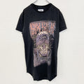 Sik sih　半袖プリントTシャツ　ダメージ加工　リメイク　スカル　アバンギャルド　クルーネック　黒　ブラック　Mサイズ　古着