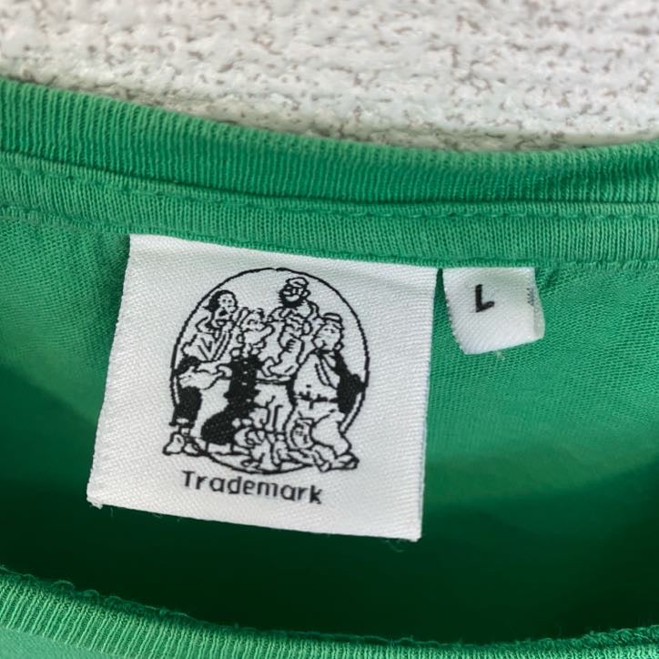 POPEYE　ポパイ　半袖コミックプリントTシャツ　クルーネック　レトロデザイン　緑　グリーン　Lサイズ　古着