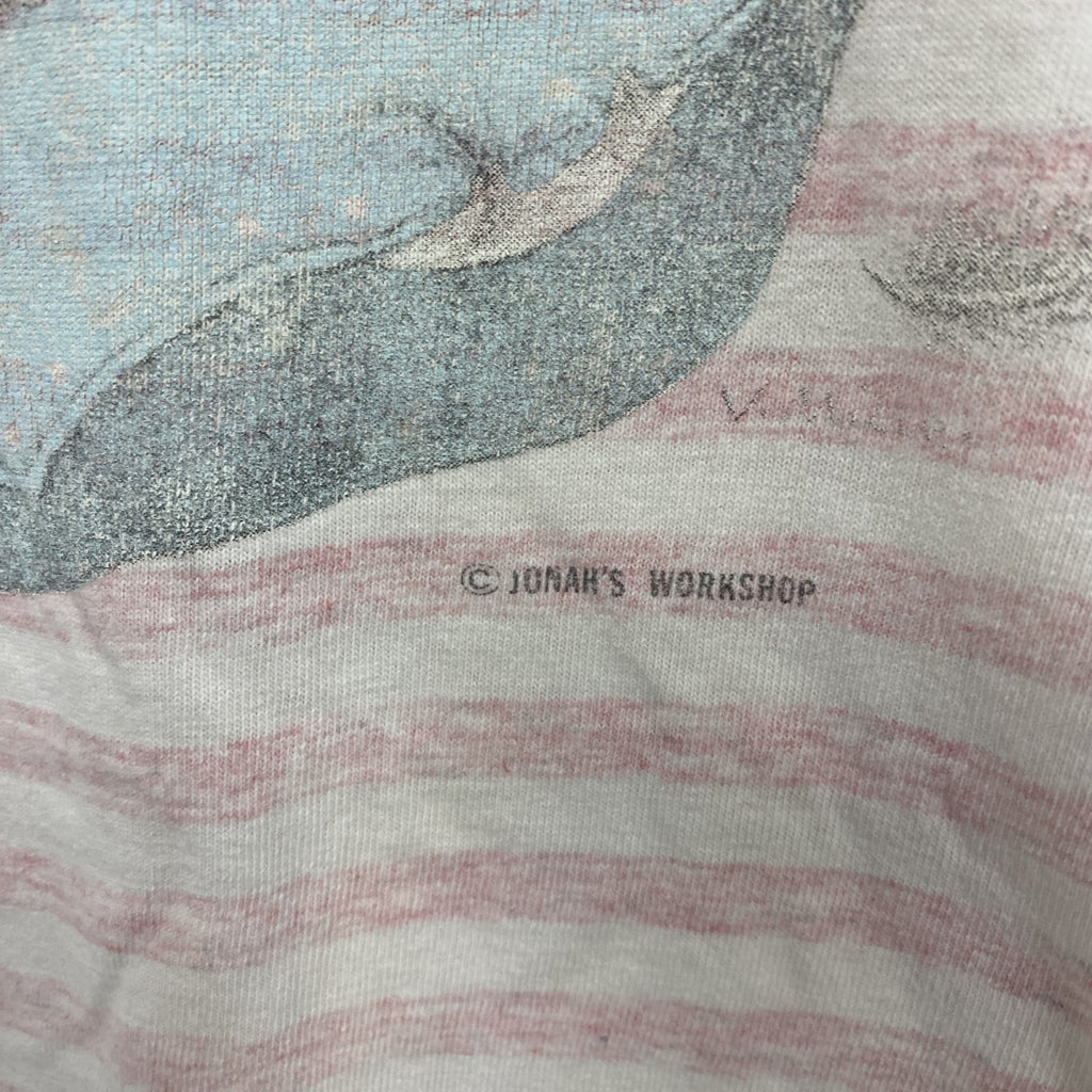CMS CASUVALS　半袖プリントTシャツ　シングルステッチ　ボーダー柄　ピンク カットソー メンズ コットン 古着