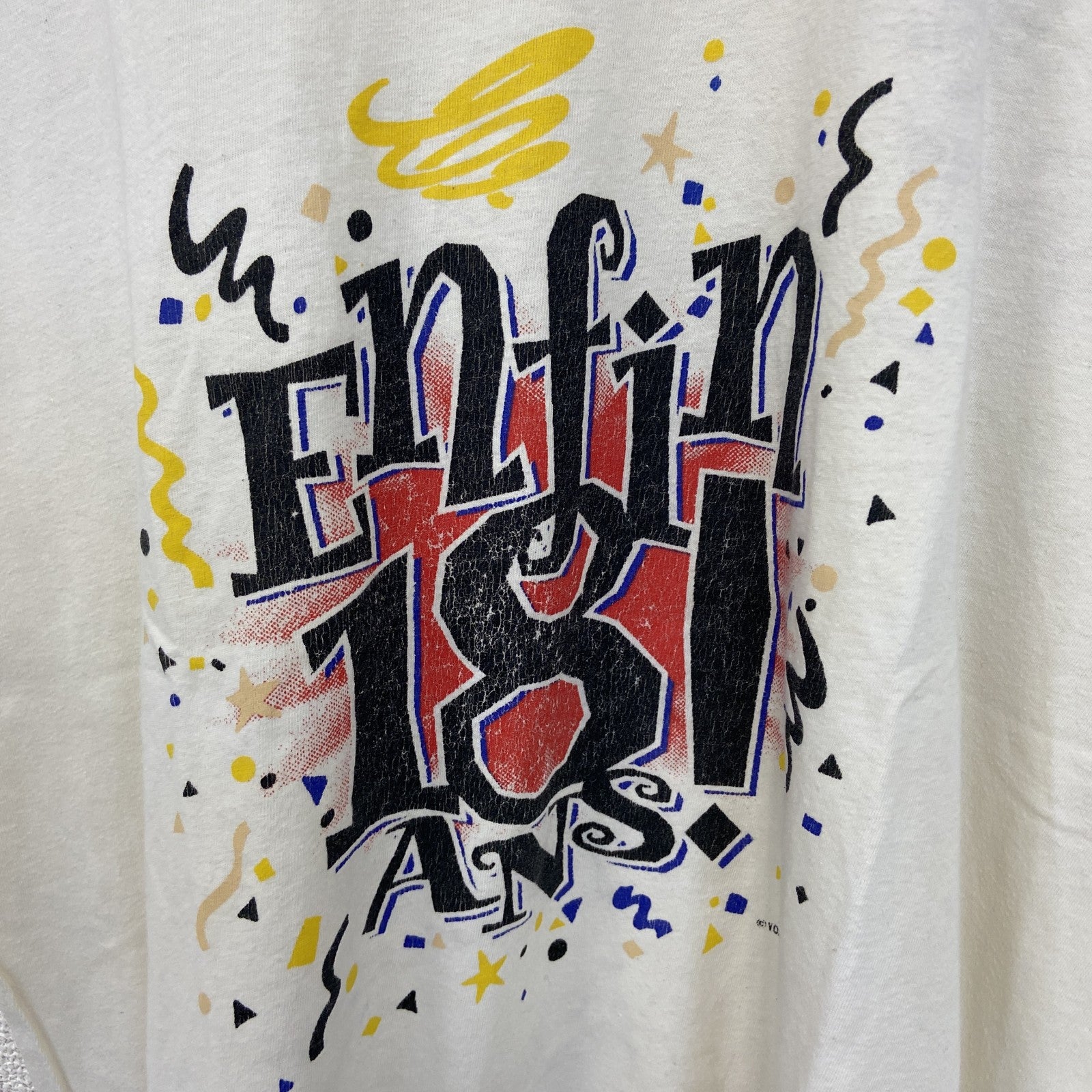 SOL'S ソールズ　半袖プリントTシャツ　ビッグT　カジュアルデザイン　クルーネック　レトロ　白　ホワイト　XLサイズ　古着