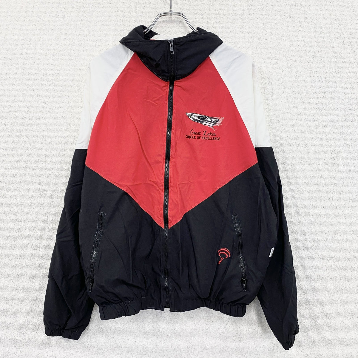 90s　JAMMIN　ジャミン　フルジップジャケット　ヴィンテージ　赤　レッド　黒　ブラック　Lサイズ　古着