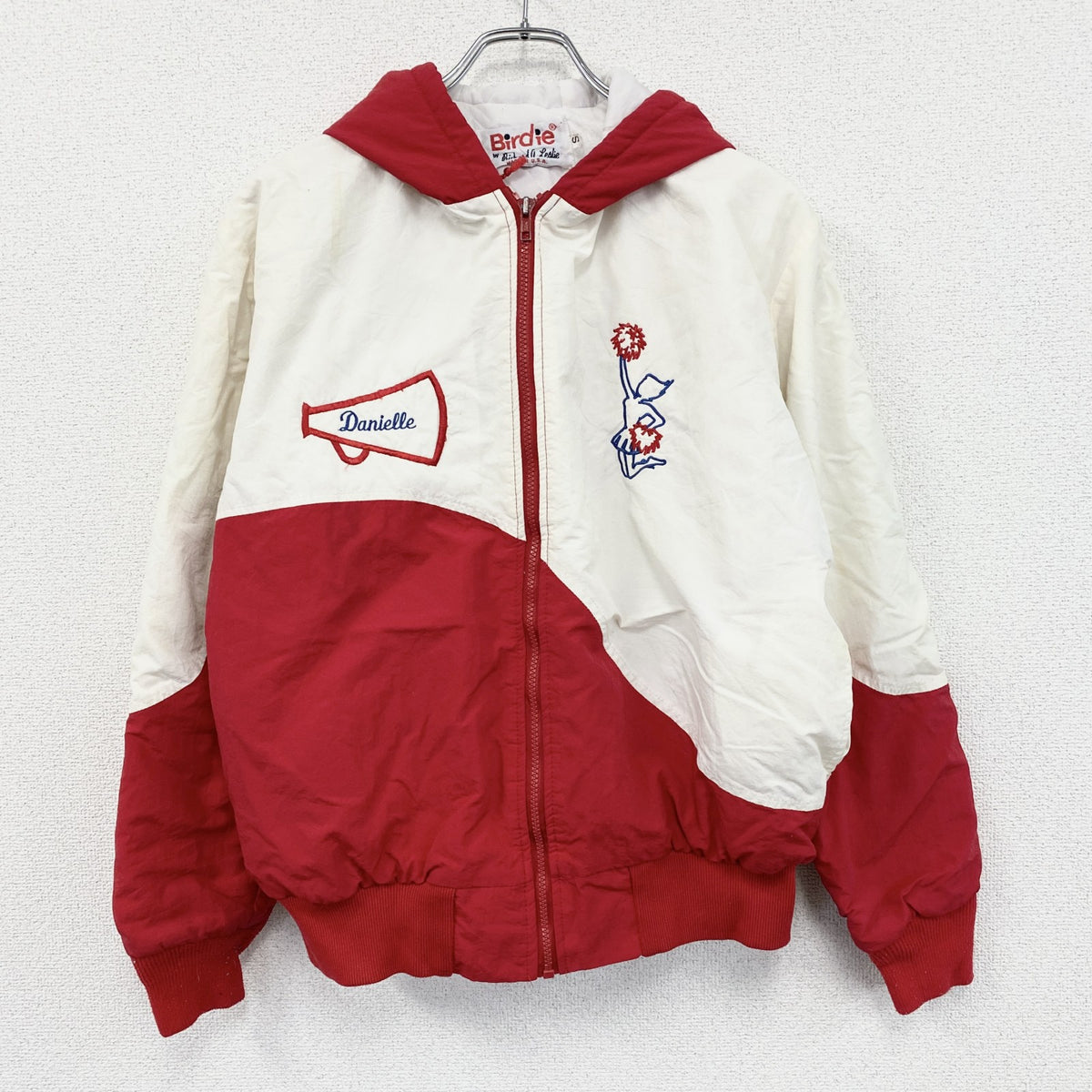 80s～　Birdie　バーディー　フルジップナイロンジャケット　ヴィンテージ　レッド　ホワイト　Sサイズ　古着