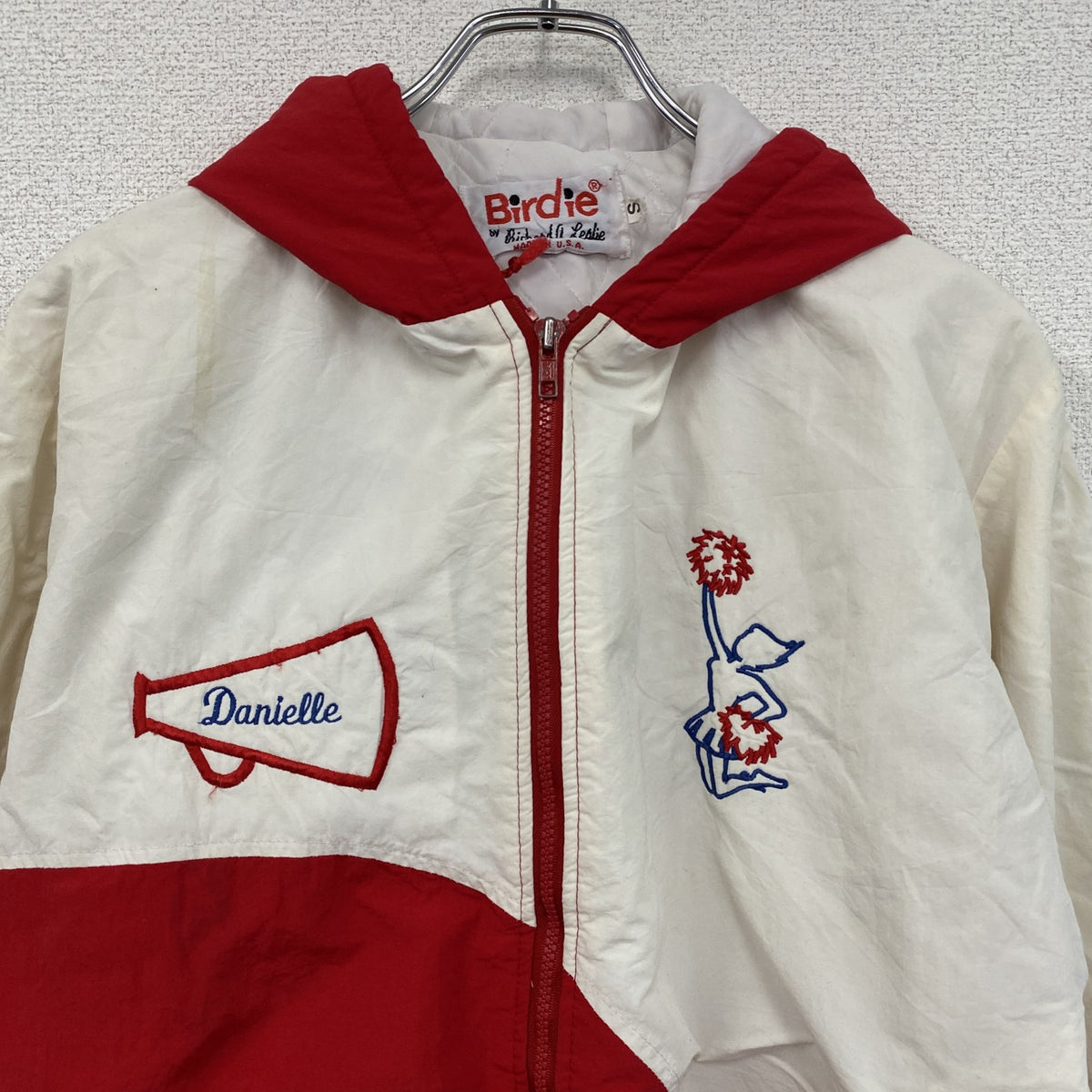 80s～　Birdie　バーディー　フルジップナイロンジャケット　ヴィンテージ　レッド　ホワイト　Sサイズ　古着