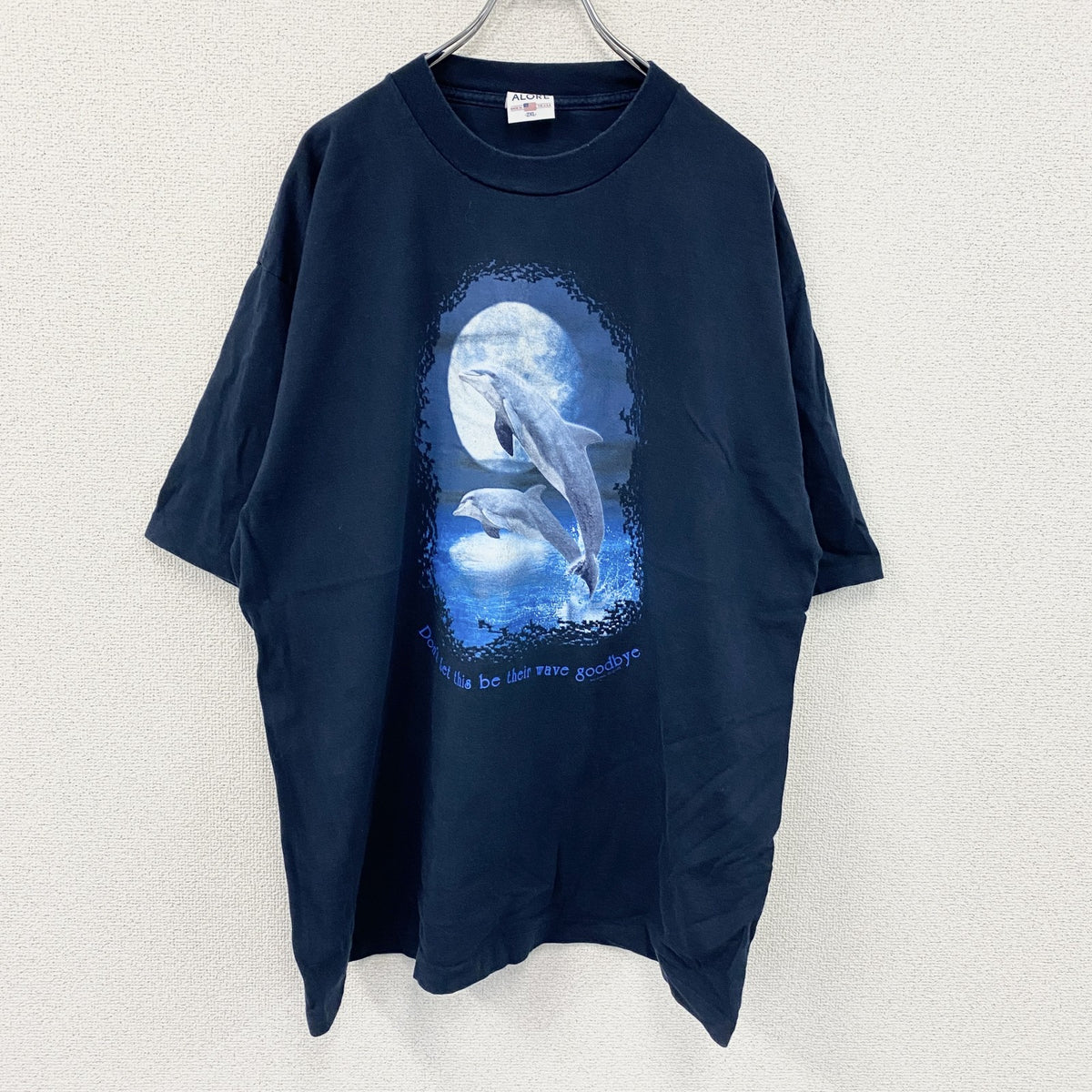 ALORE　アローレ　半袖プリントTシャツ　紺　ネイビー　2XLサイズ カットソー メンズ コットン 古着
