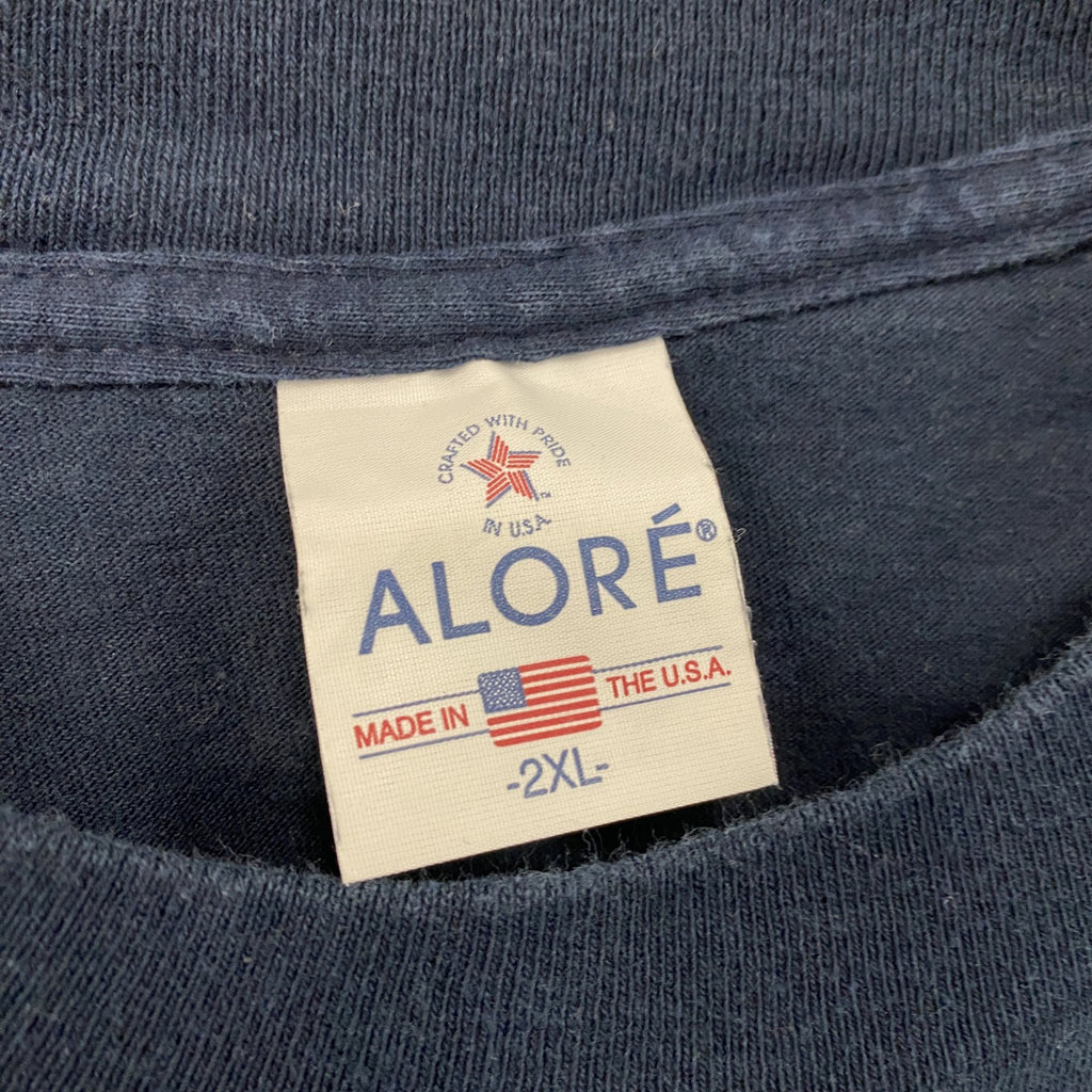 ALORE　アローレ　半袖プリントTシャツ　紺　ネイビー　2XLサイズ カットソー メンズ コットン 古着