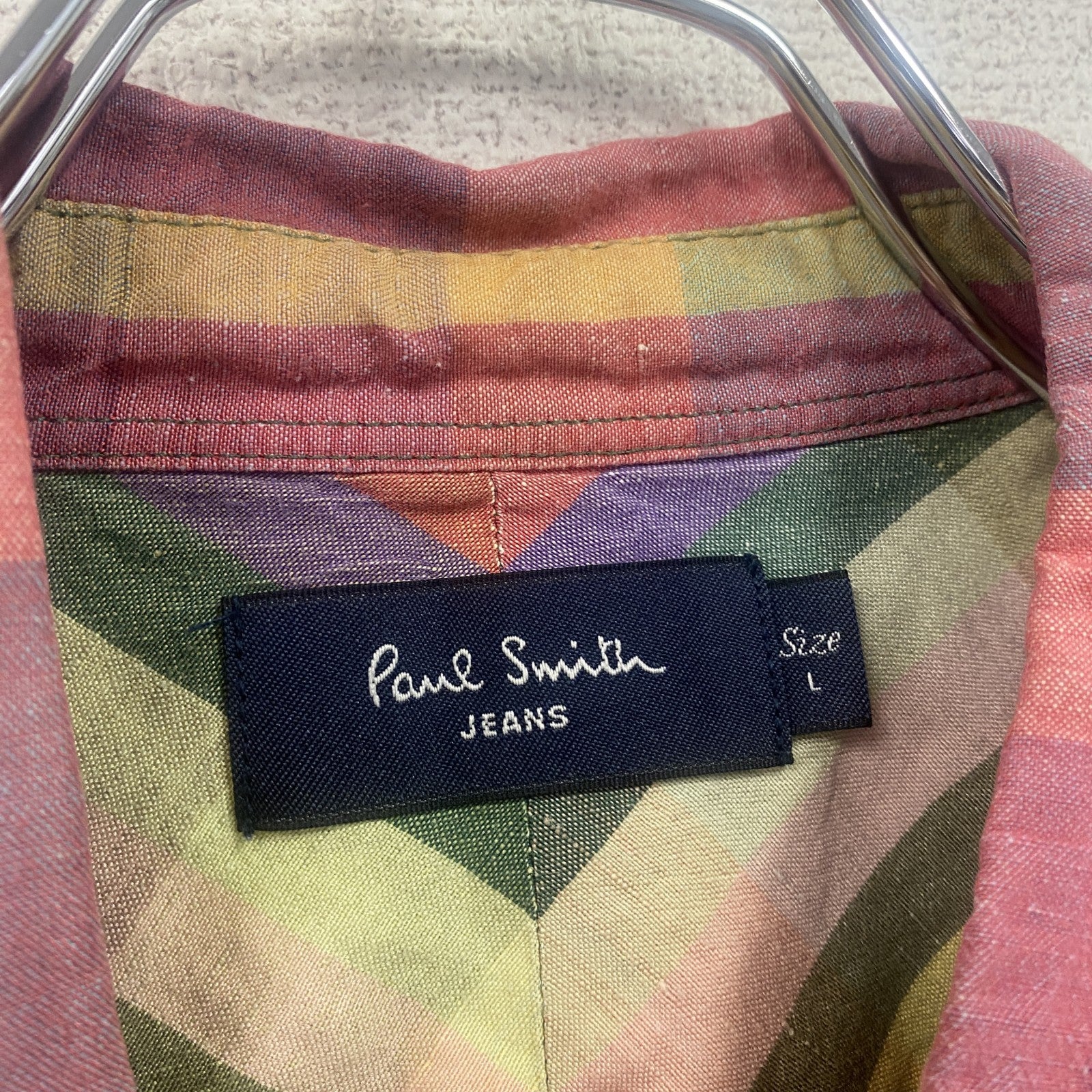 Paul Smith　ポールスミス　長袖ボタンダウンシャツ　チェック柄　マルチカラー　Lサイズ　古着