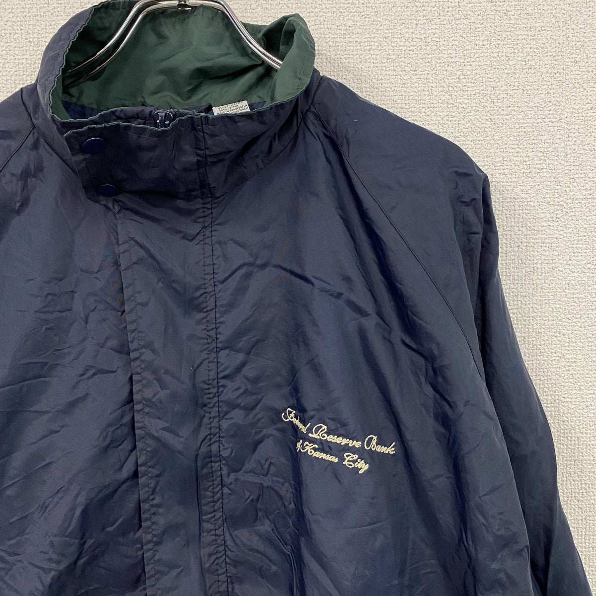 80s～　Rawlings　ローリングス　フルジップナイロンジャケット　比翼仕立て　紺　ネイビー　XLサイズ　　ヴィンテージ　古着