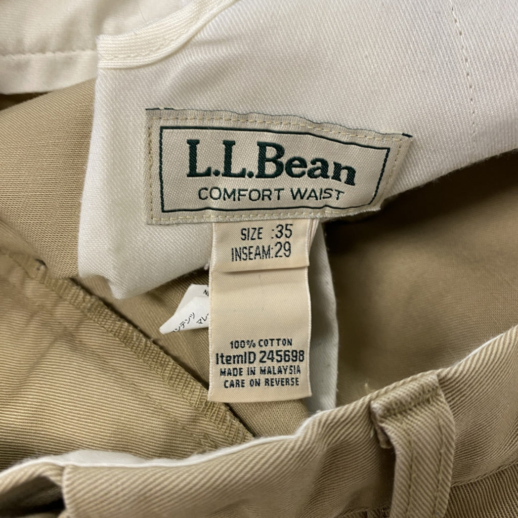 L.L.Bean　エルエルビーン　チノパンツ　ジップフライ　無地　ベージュ　35サイズ　古着