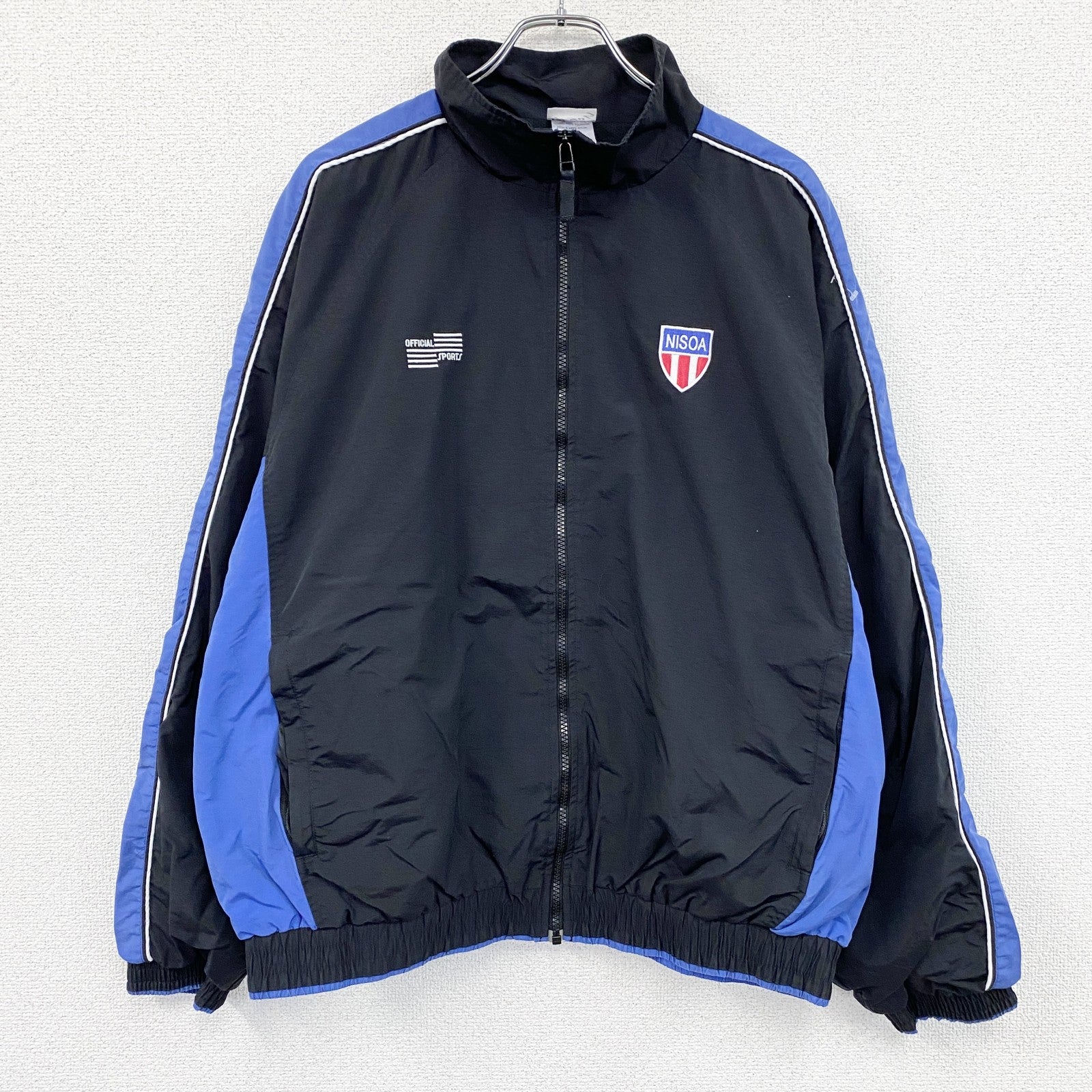 OFFICIAL SPORTS　NISOA　フルジップナイロンジャケット　黒　ブラック　XLサイズ　古着