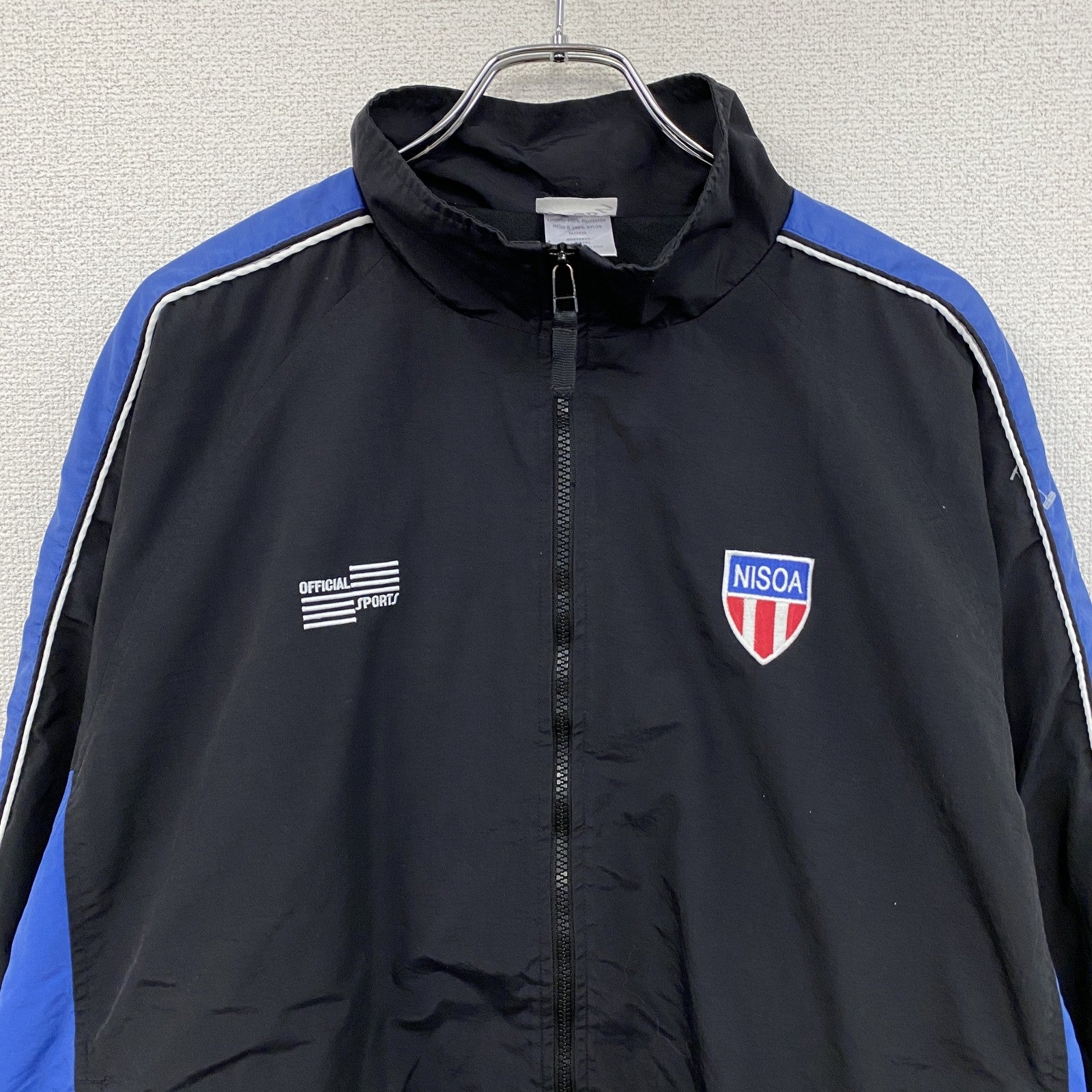 OFFICIAL SPORTS　NISOA　フルジップナイロンジャケット　黒　ブラック　XLサイズ　古着