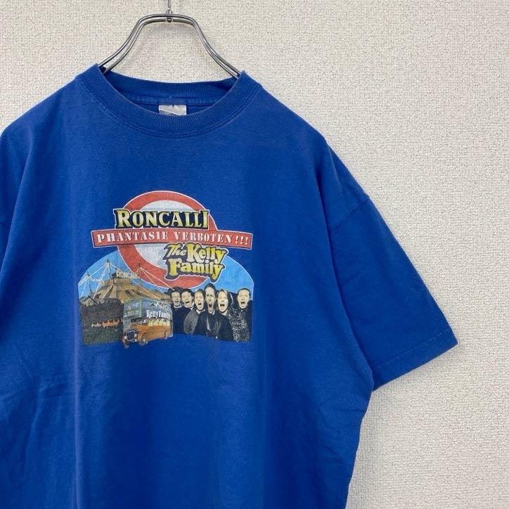 The Kelly Family　半袖バンドプリントTシャツ　クルーネック　レトロデザイン　青　ブルー　　古着