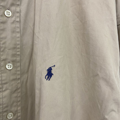 90s　Ralph Lauren　ラルフローレン　BLAKE　長袖ボタンダウンシャツ　ヴィンテージ　ベージュ　Lサイズ