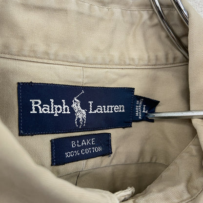 90s　Ralph Lauren　ラルフローレン　BLAKE　長袖ボタンダウンシャツ　ヴィンテージ　ベージュ　Lサイズ