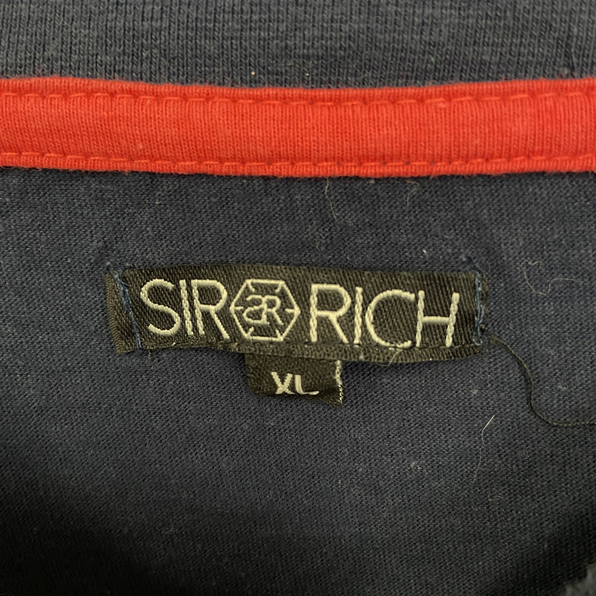 SIR RICH　長袖プリントTシャツ　トナカイ　結晶　カジュアルデザイン　クルーネック　ネイビー　紺　XLサイズ　古着