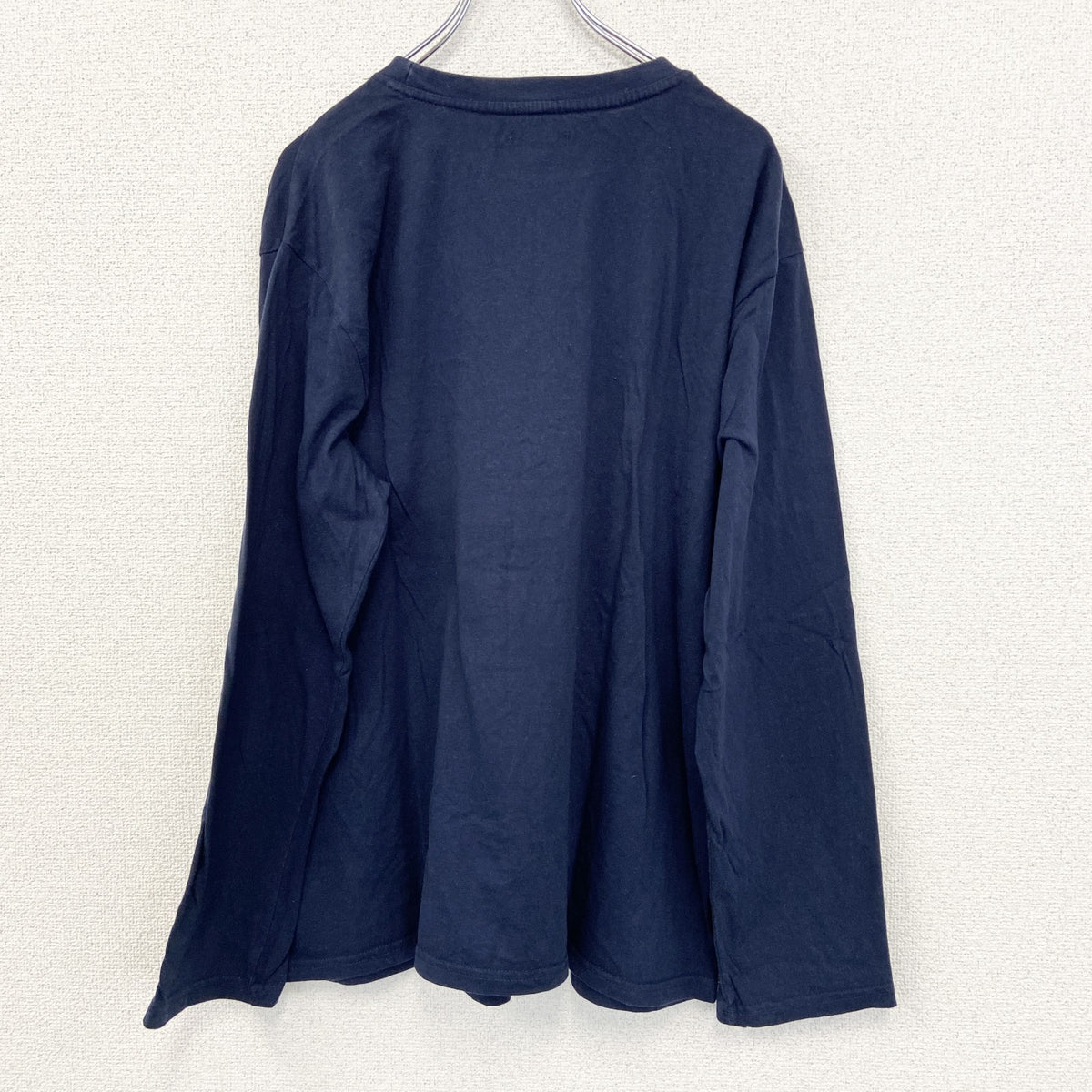 SIR RICH　長袖プリントTシャツ　トナカイ　結晶　カジュアルデザイン　クルーネック　ネイビー　紺　XLサイズ　古着