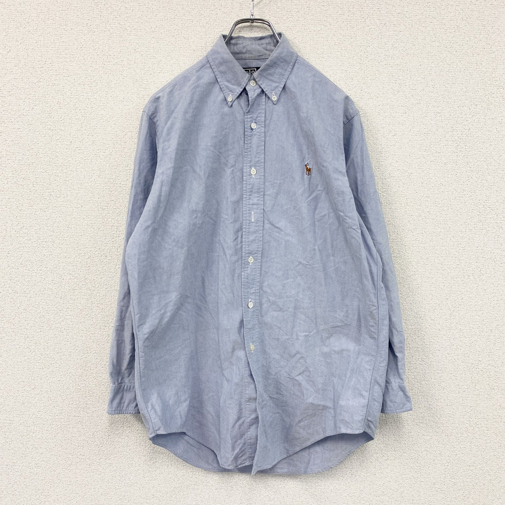 Polo by Ralph Lauren　ラルフローレン　長袖ボタンダウンシャツ　刺繍ロゴ　ワンポイント　ブルー　39-80サイズ メンズ 古着